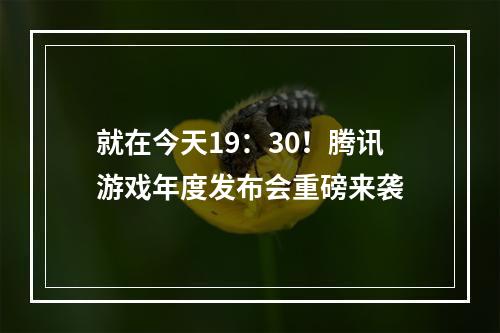 就在今天19：30！腾讯游戏年度发布会重磅来袭