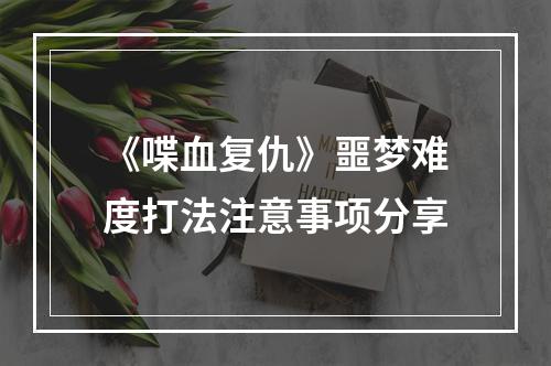 《喋血复仇》噩梦难度打法注意事项分享