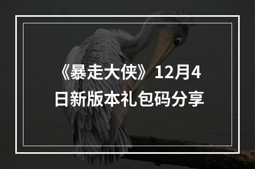 《暴走大侠》12月4日新版本礼包码分享