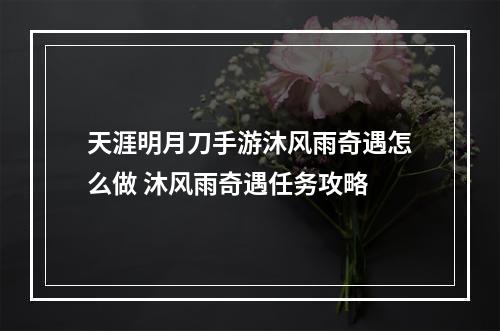 天涯明月刀手游沐风雨奇遇怎么做 沐风雨奇遇任务攻略