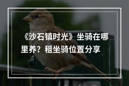 《沙石镇时光》坐骑在哪里养？租坐骑位置分享