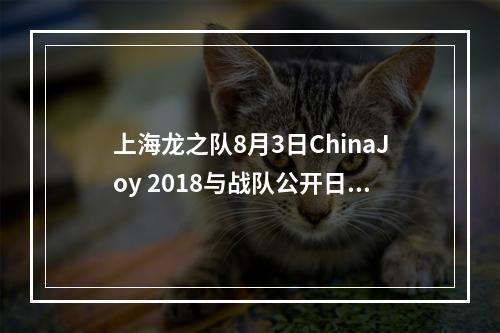 上海龙之队8月3日ChinaJoy 2018与战队公开日活动行程正式公布