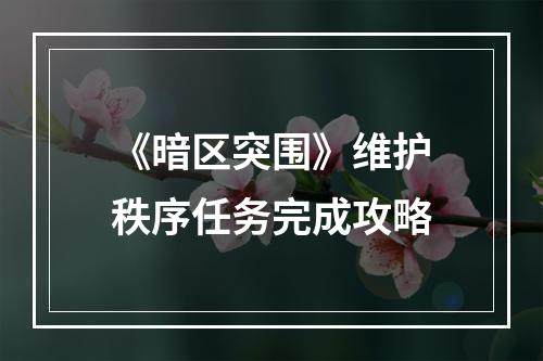 《暗区突围》维护秩序任务完成攻略