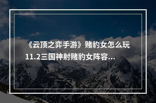 《云顶之弈手游》赌豹女怎么玩 11.2三国神射赌豹女阵容搭配攻略