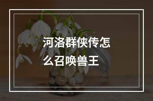 河洛群侠传怎么召唤兽王