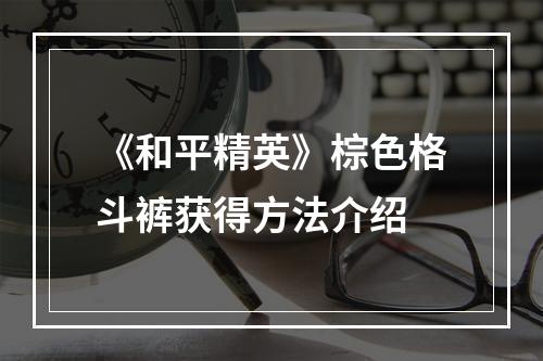 《和平精英》棕色格斗裤获得方法介绍