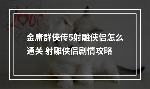 金庸群侠传5射雕侠侣怎么通关 射雕侠侣剧情攻略