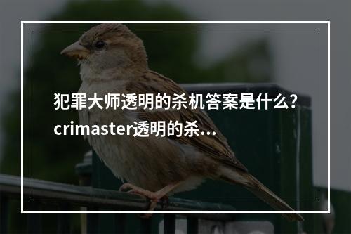 犯罪大师透明的杀机答案是什么？crimaster透明的杀机正确答案介绍[多图]