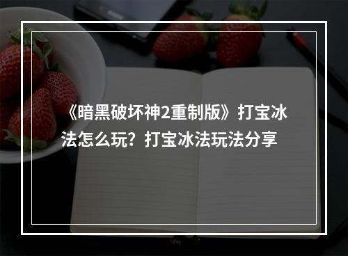 《暗黑破坏神2重制版》打宝冰法怎么玩？打宝冰法玩法分享