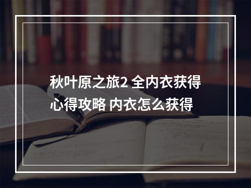 秋叶原之旅2 全内衣获得心得攻略 内衣怎么获得