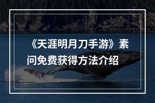 《天涯明月刀手游》素问免费获得方法介绍