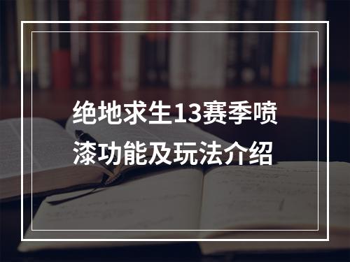 绝地求生13赛季喷漆功能及玩法介绍