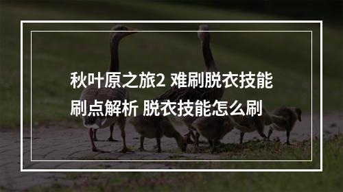 秋叶原之旅2 难刷脱衣技能刷点解析 脱衣技能怎么刷