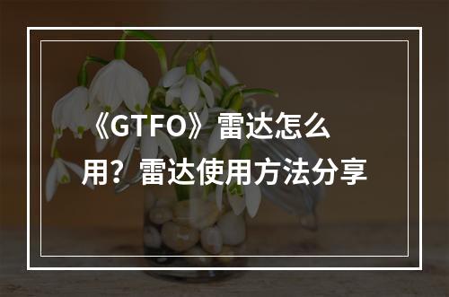 《GTFO》雷达怎么用？雷达使用方法分享