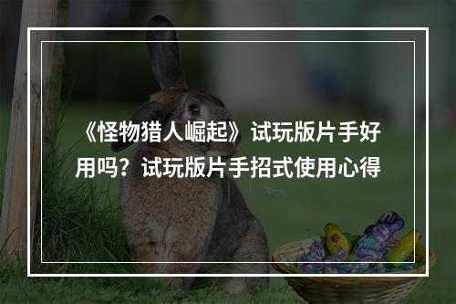 《怪物猎人崛起》试玩版片手好用吗？试玩版片手招式使用心得