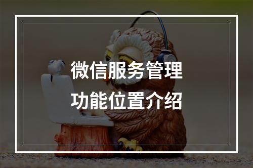 微信服务管理功能位置介绍