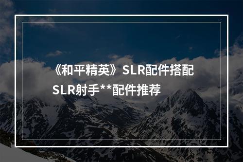 《和平精英》SLR配件搭配 SLR射手**配件推荐