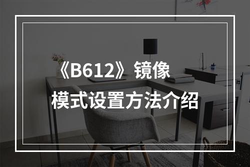 《B612》镜像模式设置方法介绍