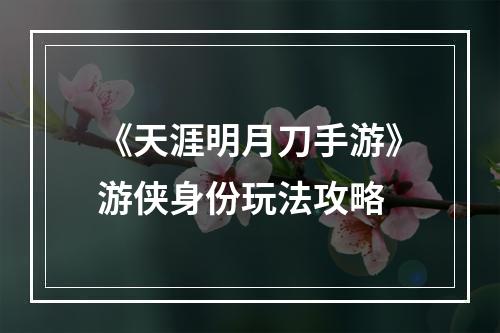 《天涯明月刀手游》游侠身份玩法攻略