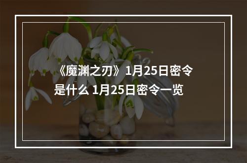 《魔渊之刃》1月25日密令是什么 1月25日密令一览