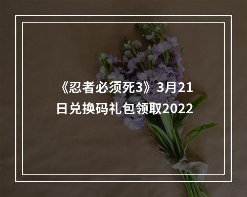 《忍者必须死3》3月21日兑换码礼包领取2022