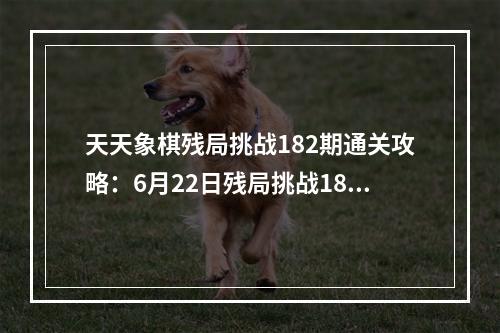 天天象棋残局挑战182期通关攻略：6月22日残局挑战182关图解[多图]