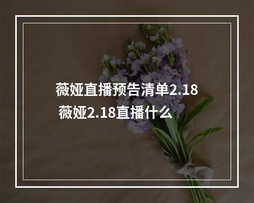 薇娅直播预告清单2.18 薇娅2.18直播什么