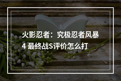 火影忍者：究极忍者风暴4 最终战S评价怎么打