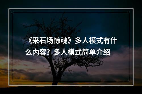 《采石场惊魂》多人模式有什么内容？多人模式简单介绍