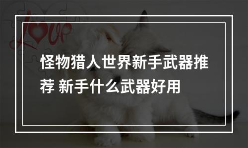 怪物猎人世界新手武器推荐 新手什么武器好用