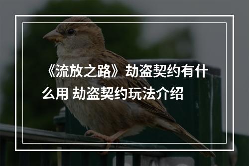 《流放之路》劫盗契约有什么用 劫盗契约玩法介绍