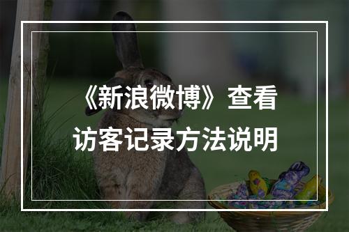 《新浪微博》查看访客记录方法说明