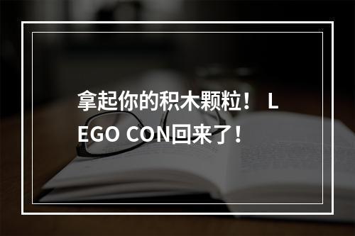 拿起你的积木颗粒！ LEGO CON回来了！