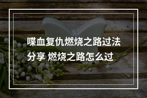 喋血复仇燃烧之路过法分享 燃烧之路怎么过