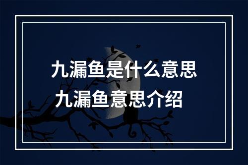 九漏鱼是什么意思 九漏鱼意思介绍