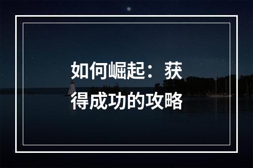 如何崛起：获得成功的攻略