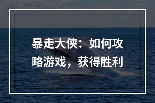 暴走大侠：如何攻略游戏，获得胜利