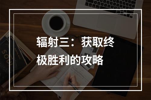 辐射三：获取终极胜利的攻略