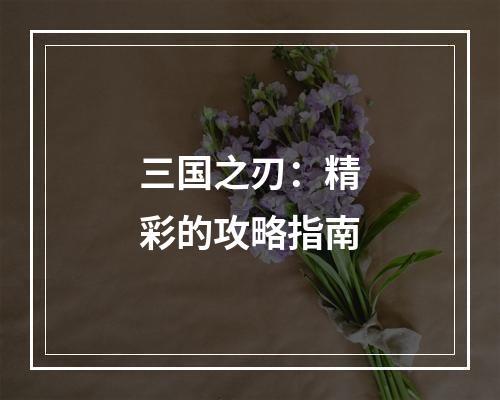 三国之刃：精彩的攻略指南