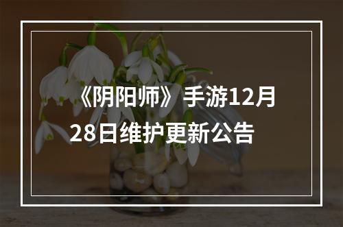 《阴阳师》手游12月28日维护更新公告