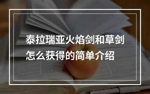 泰拉瑞亚火焰剑和草剑怎么获得的简单介绍