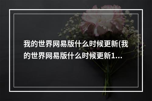 我的世界网易版什么时候更新(我的世界网易版什么时候更新120版本)