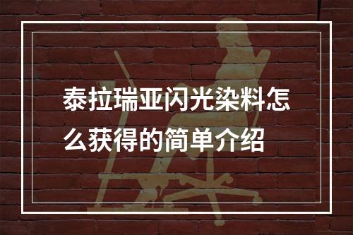 泰拉瑞亚闪光染料怎么获得的简单介绍