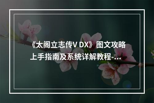 《太阁立志传V DX》图文攻略 上手指南及系统详解教程--游戏攻略网