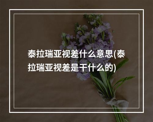 泰拉瑞亚视差什么意思(泰拉瑞亚视差是干什么的)