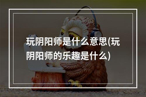 玩阴阳师是什么意思(玩阴阳师的乐趣是什么)