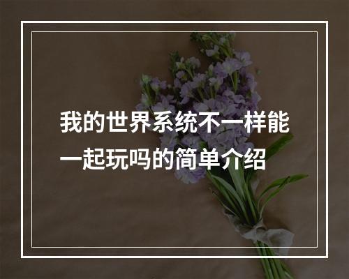 我的世界系统不一样能一起玩吗的简单介绍