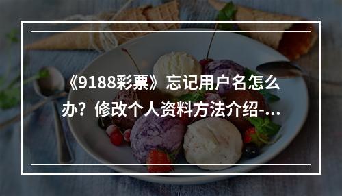 《9188彩票》忘记用户名怎么办？修改个人资料方法介绍--游戏攻略网