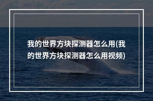 我的世界方块探测器怎么用(我的世界方块探测器怎么用视频)