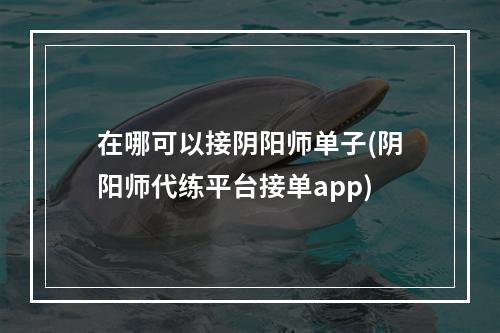 在哪可以接阴阳师单子(阴阳师代练平台接单app)